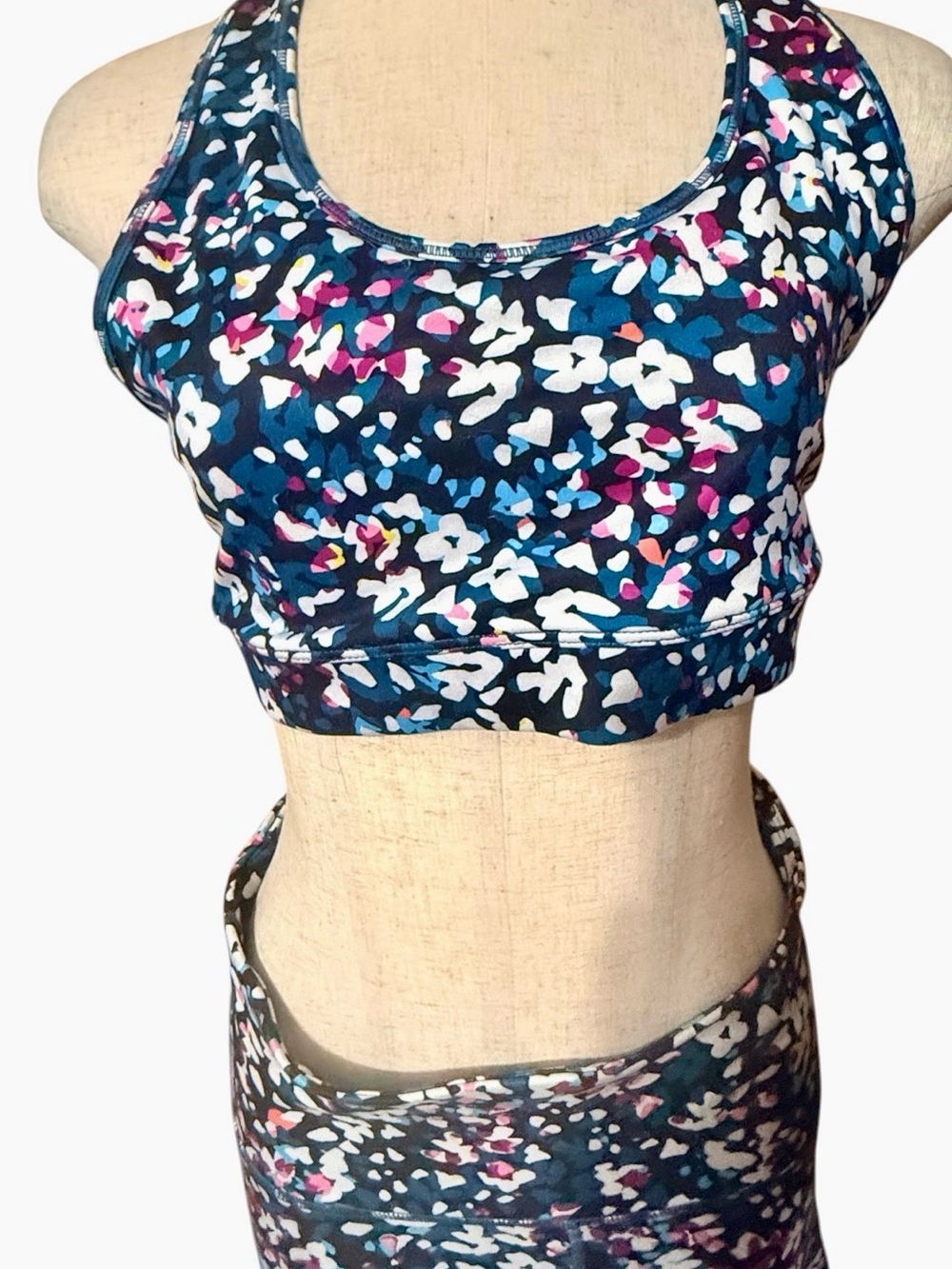 GAP Navy Floral Print Leggings & Sports Bra Set
